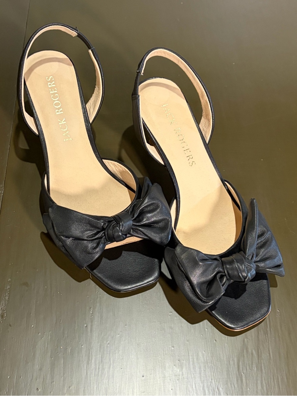 Jack Rogers Black Knot Slingback Kitten Heels - Picture 2 of 5
